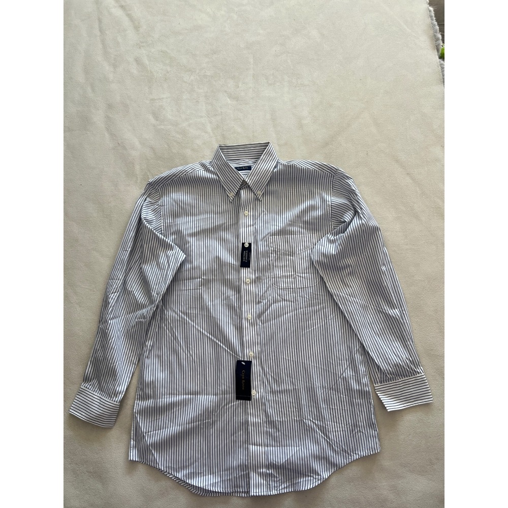 Club Room Mens White Pinstripe Cotton Dress Shirt 15.5 32/33 NWT